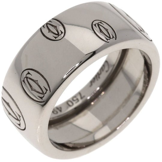 CARTIER Ring K18WG Silver Happy Birthday LM #49 Women Used Authentic