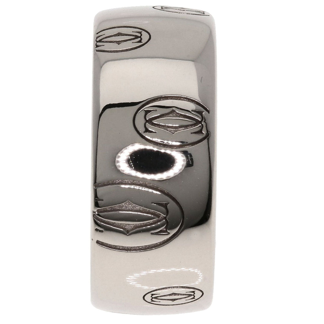 CARTIER Ring K18WG Silver Happy Birthday LM #49 Women Used Authentic