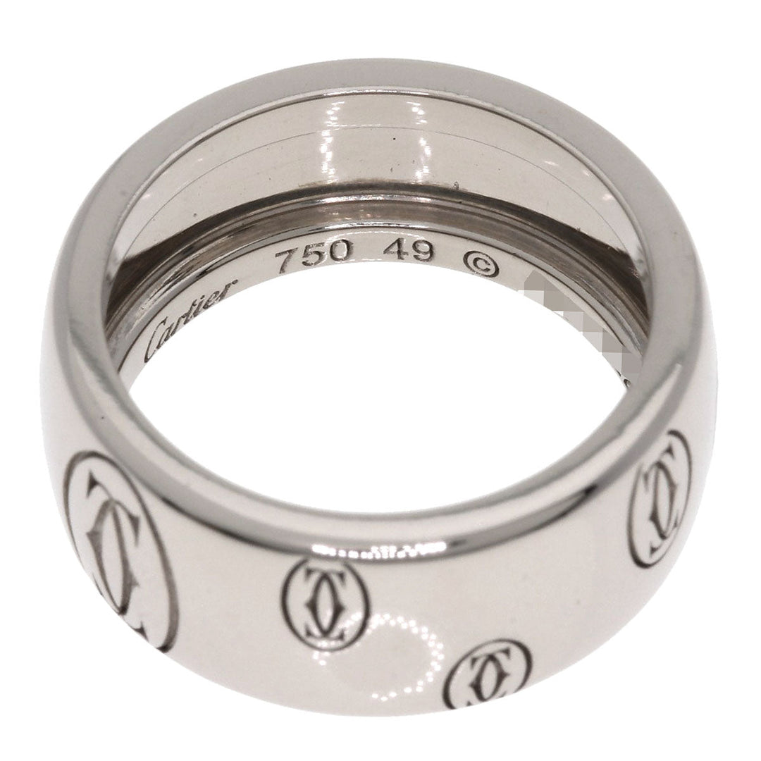 CARTIER Ring K18WG Silver Happy Birthday LM #49 Women Used Authentic