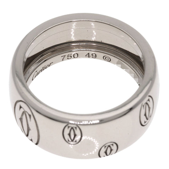CARTIER Ring K18WG Silver Happy Birthday LM #49 Women Used Authentic