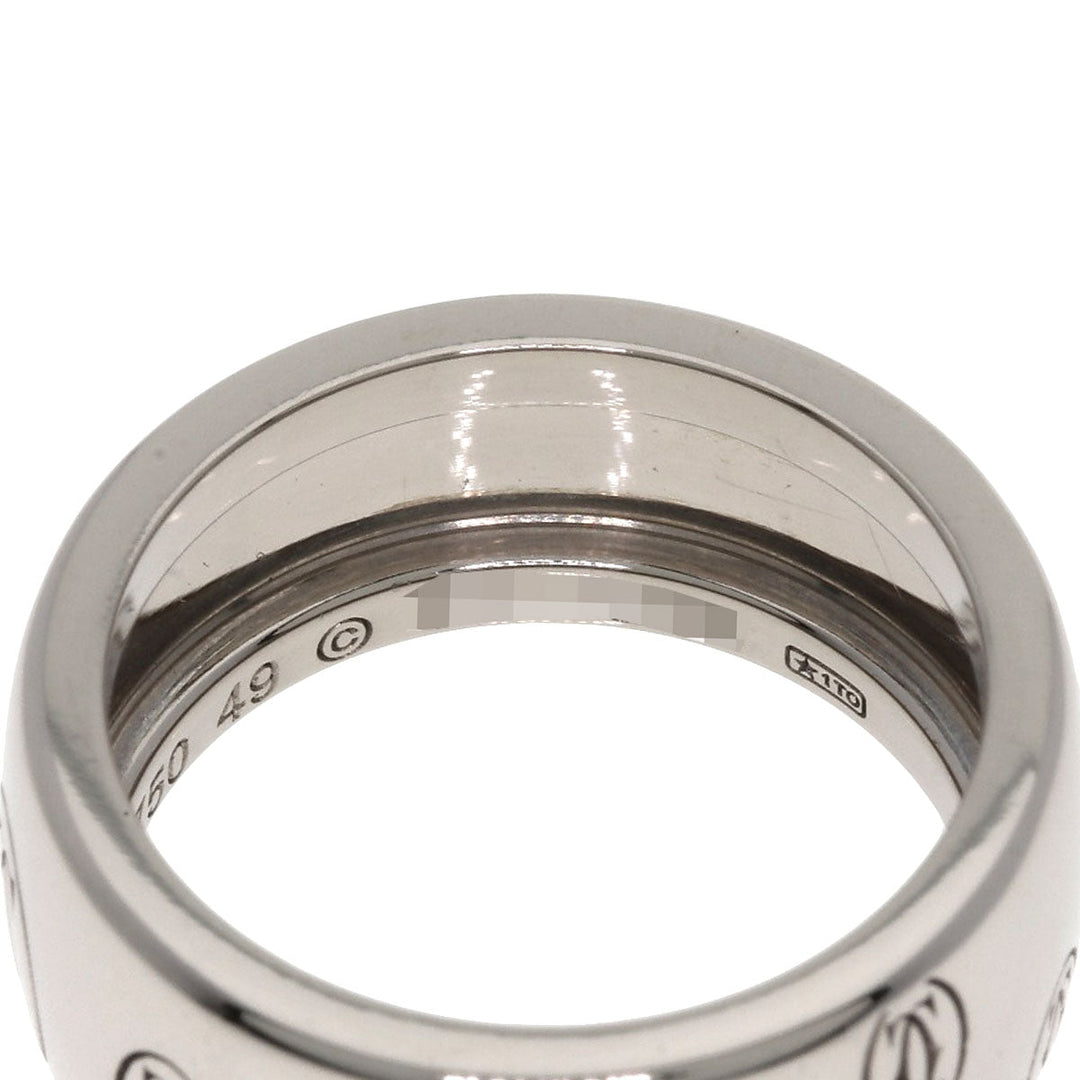 CARTIER Ring K18WG Silver Happy Birthday LM #49 Women Used Authentic