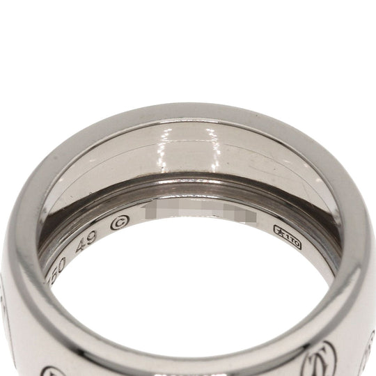 CARTIER Ring K18WG Silver Happy Birthday LM #49 Women Used Authentic