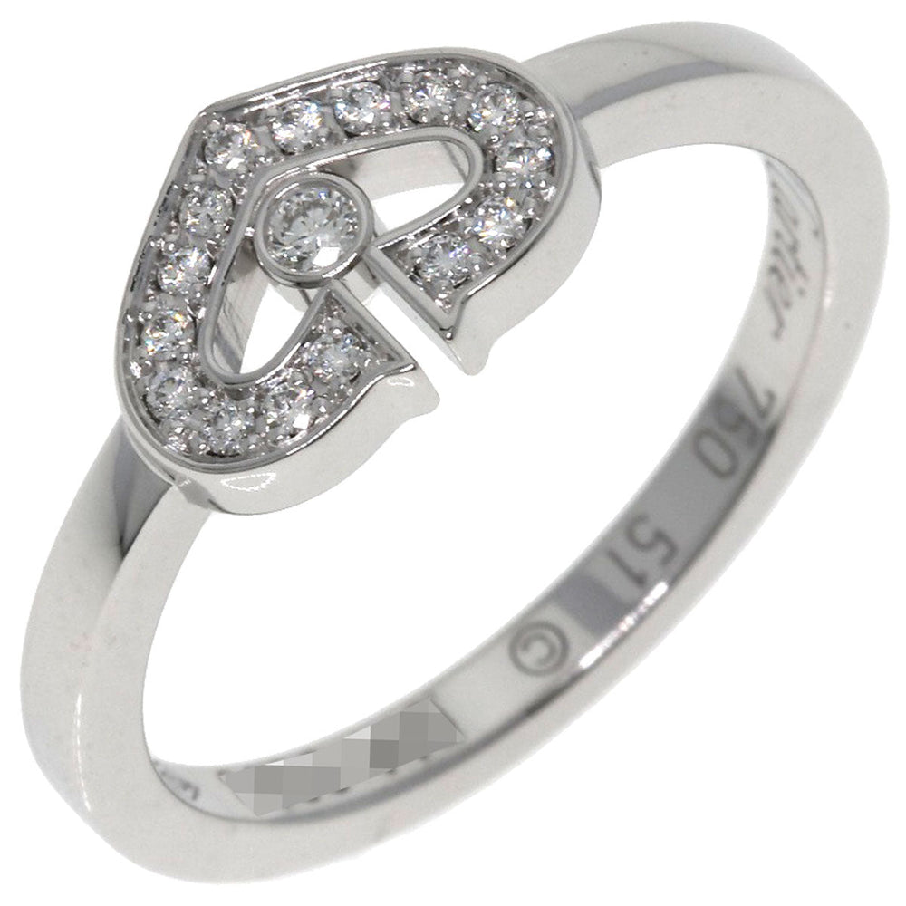 CARTIER Ring K18WG Silver C heart Diamond # 51