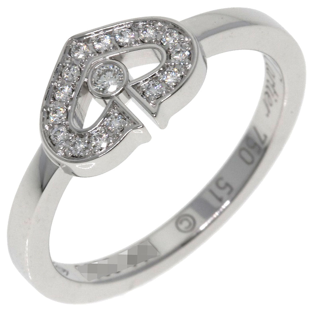 CARTIER Ring K18WG Silver C heart Diamond # 51