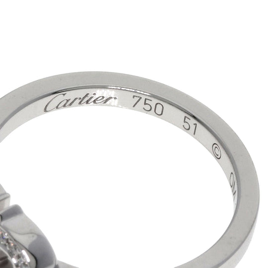 CARTIER Ring K18WG Silver C heart Diamond # 51