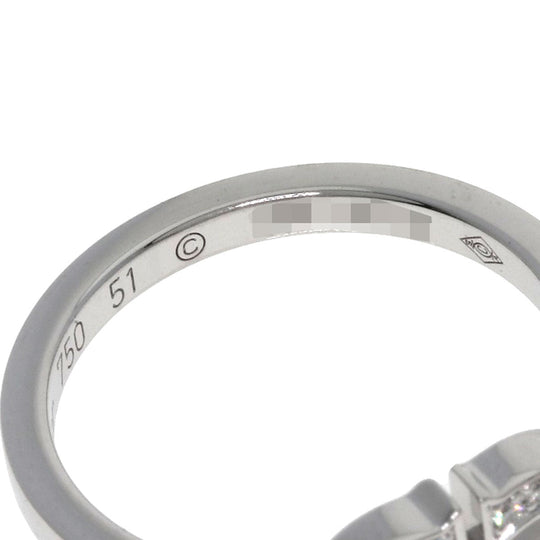 CARTIER Ring K18WG Silver C heart Diamond # 51