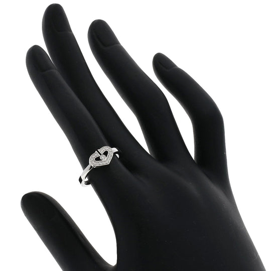 CARTIER Ring K18WG Silver C heart Diamond # 51