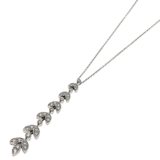 TIFFANY&Co. Necklace PT950 Silver Leaf 6 Row Diamond Women Used Authentic