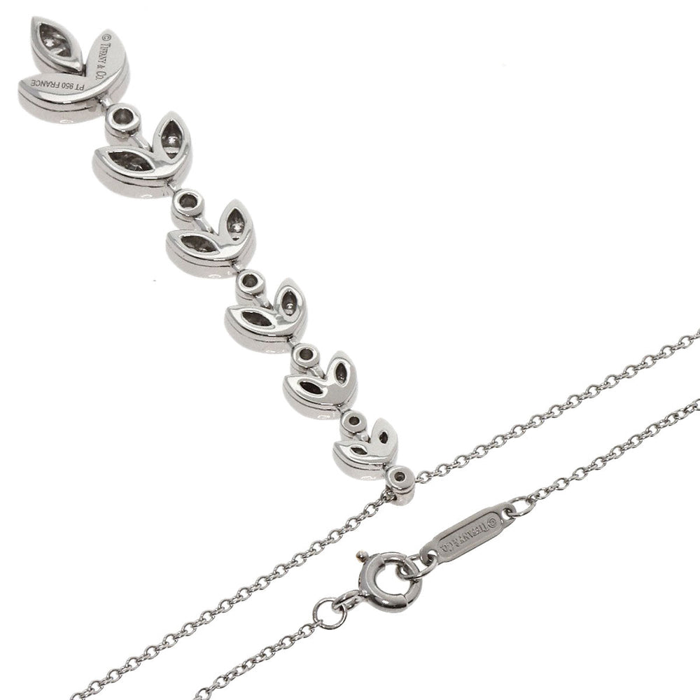TIFFANY&Co. Necklace PT950 Silver Leaf 6 Row Diamond Women Used Authentic