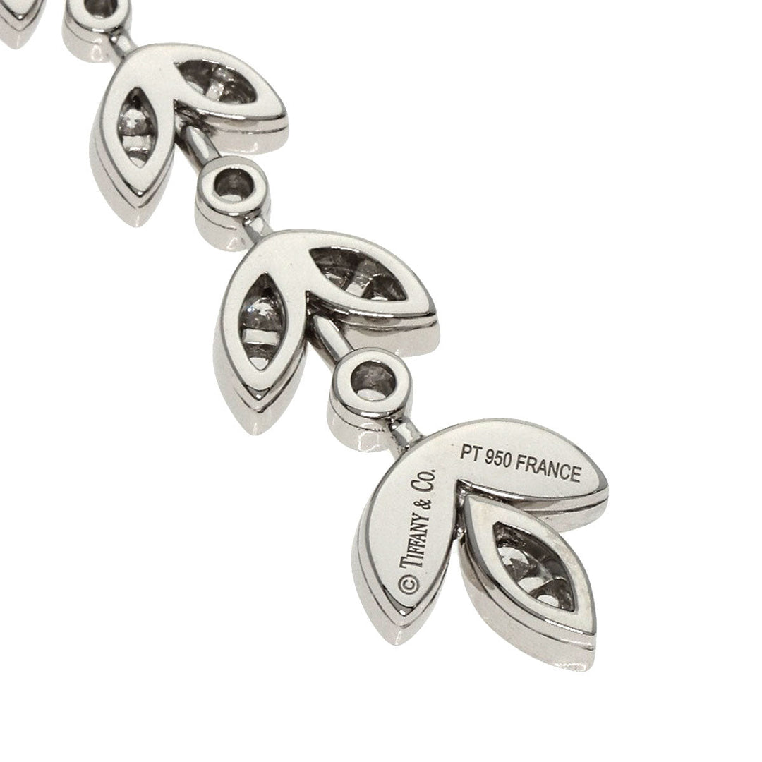 TIFFANY&Co. Necklace PT950 Silver Leaf 6 Row Diamond Women Used Authentic