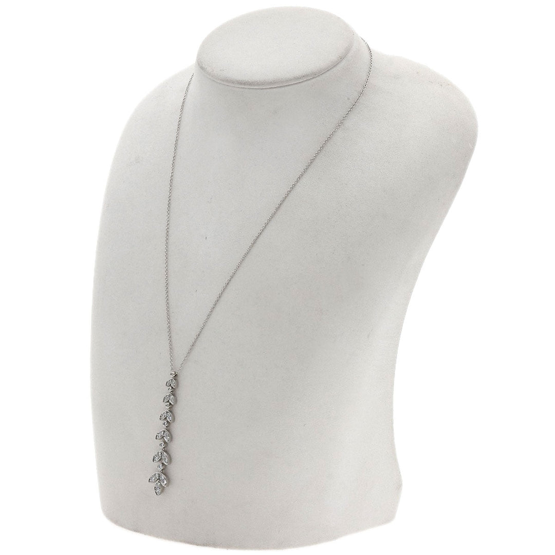 TIFFANY&Co. Necklace PT950 Silver Leaf 6 Row Diamond Women Used Authentic