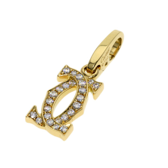CARTIER Pendant top 18K Yellow Gold gold 2C Diamond Charm Women Used Authentic
