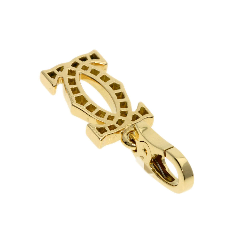 CARTIER Pendant top 18K Yellow Gold gold 2C Diamond Charm Women Used Authentic