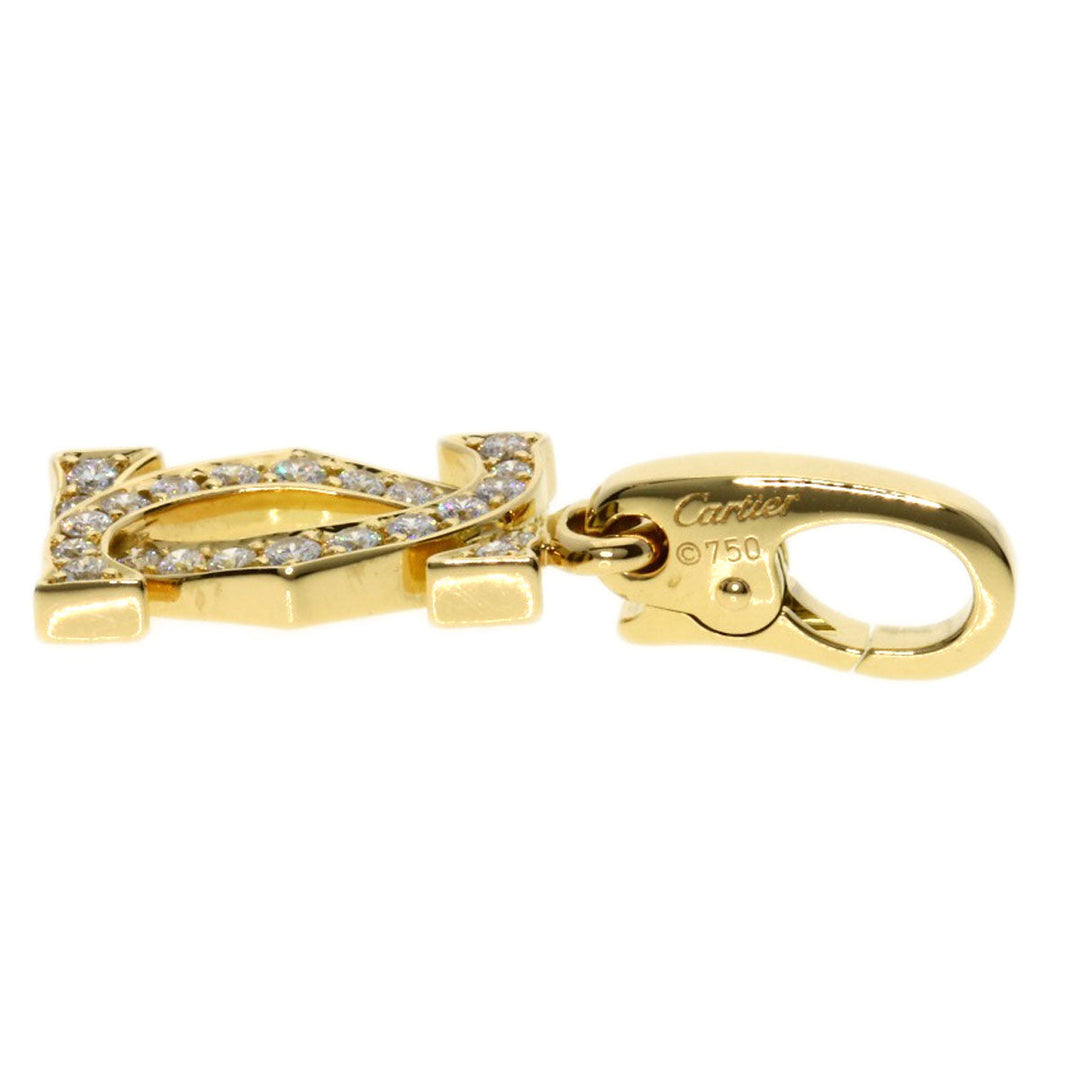 CARTIER Pendant top 18K Yellow Gold gold 2C Diamond Charm Women Used Authentic