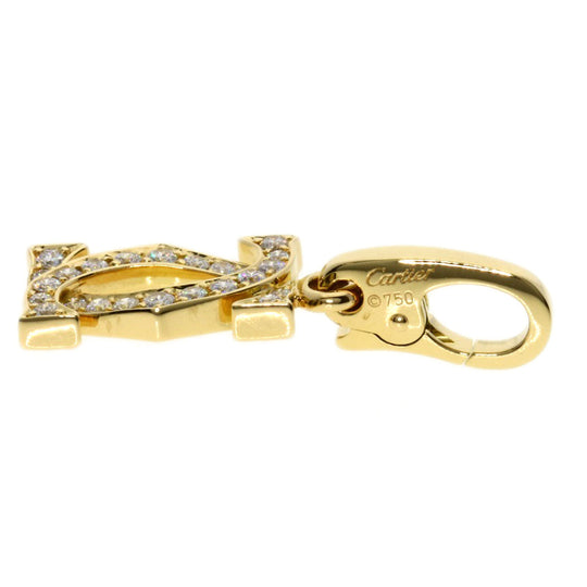 CARTIER Pendant top 18K Yellow Gold gold 2C Diamond Charm Women Used Authentic