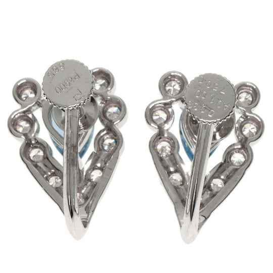 POLA Earring PT900 , K14WG Silver Aquamarine Diamond Women Used Authentic