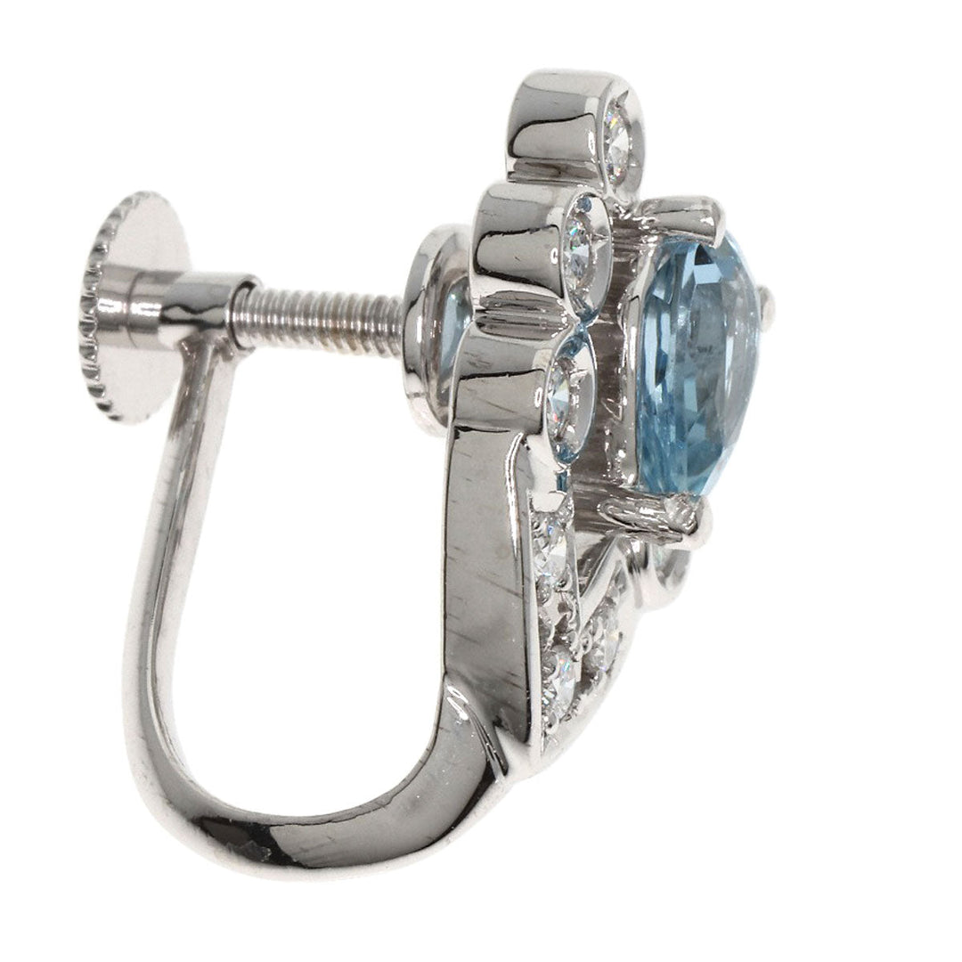 POLA Earring PT900 , K14WG Silver Aquamarine Diamond Women Used Authentic