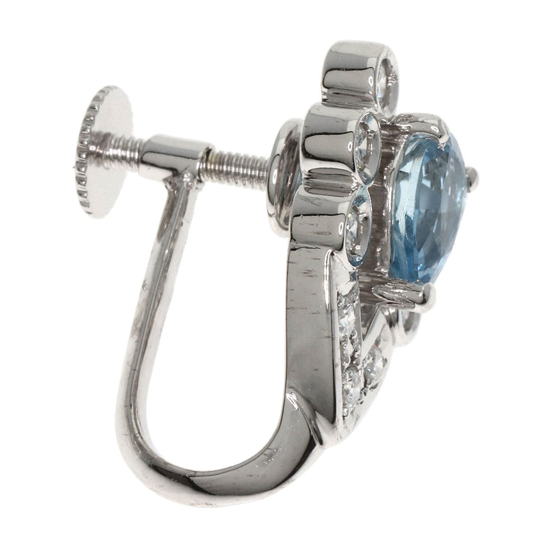 POLA Earring PT900 , K14WG Silver Aquamarine Diamond Women Used Authentic