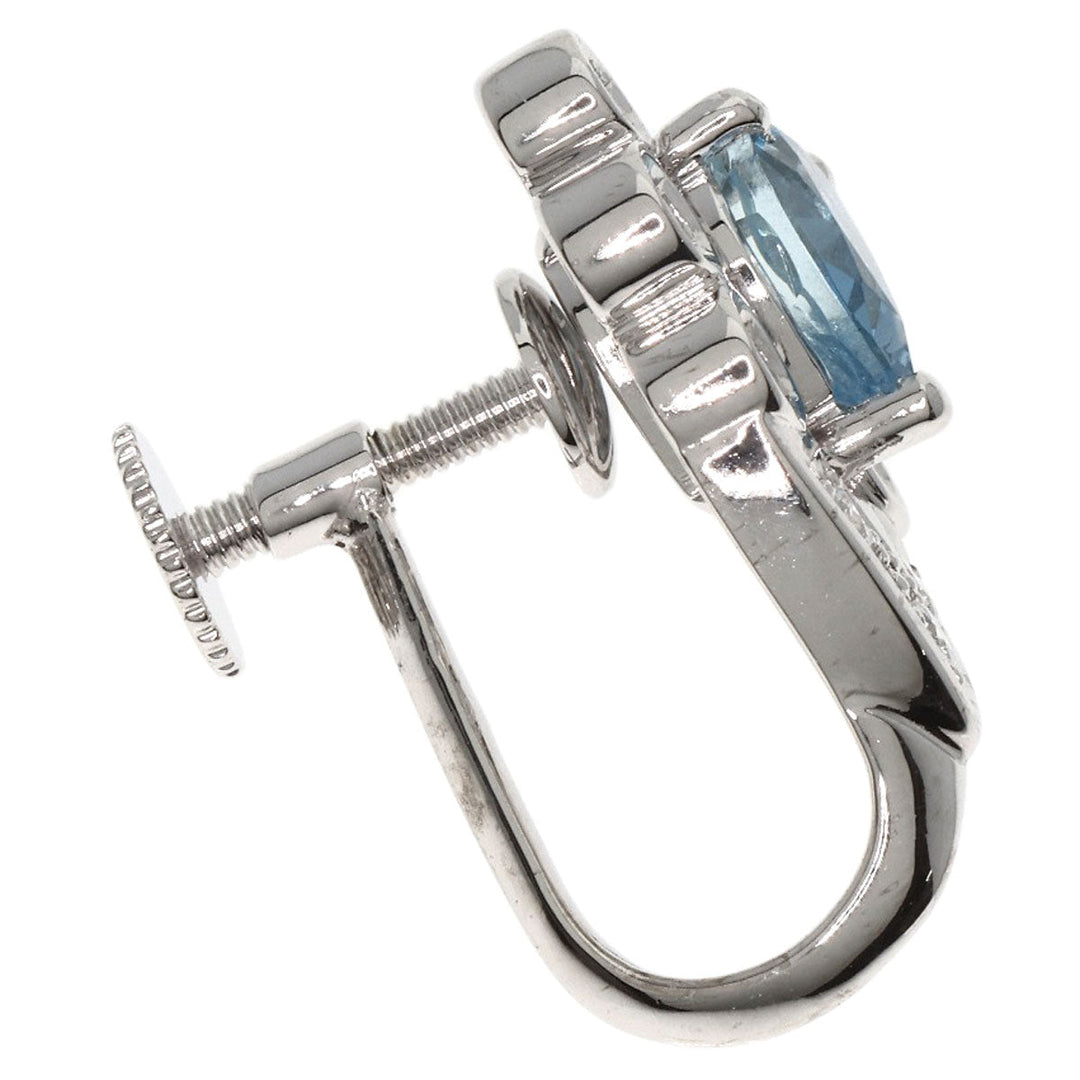 POLA Earring PT900 , K14WG Silver Aquamarine Diamond Women Used Authentic