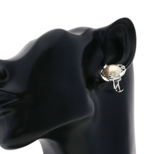 TASAKI Earring K18WG Silver Mabe Pearl Pearl Women Used Authentic