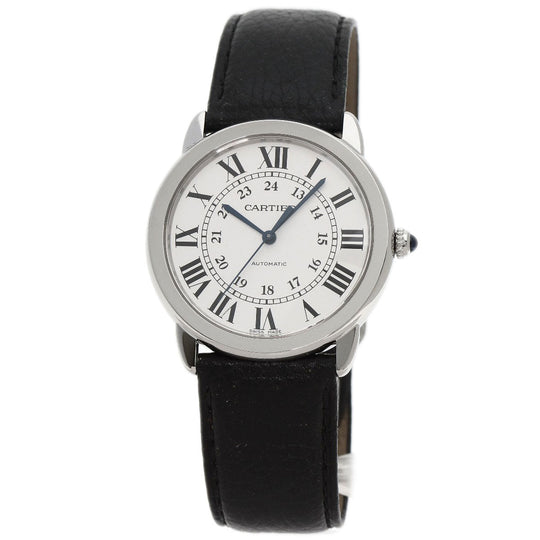 CARTIER Watches Mechanical Automatic WSRN0021 Stainless Steel, Leather Silver Ronde Solo 1.4" de Cartier Silver dial mens Used Authentic