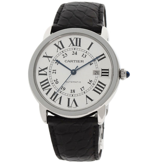CARTIER Watches Mechanical Automatic W6701010 Stainless Steel, Leather Silver Ronde Solo de Cartier XL Silver dial mens Used Authentic