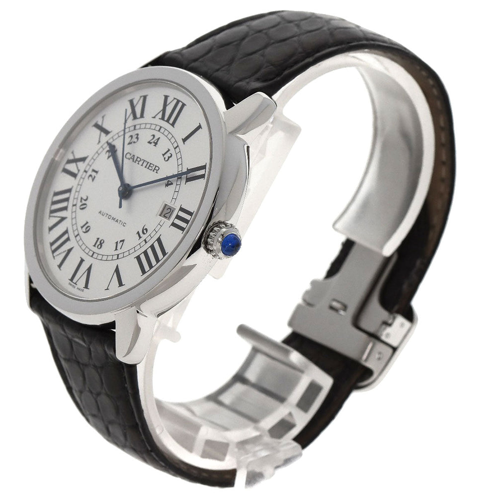 CARTIER Watches Mechanical Automatic W6701010 Stainless Steel, Leather Silver Ronde Solo de Cartier XL Silver dial mens Used Authentic