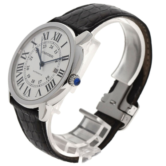 CARTIER Watches Mechanical Automatic W6701010 Stainless Steel, Leather Silver Ronde Solo de Cartier XL Silver dial mens Used Authentic