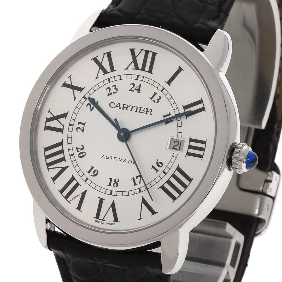 CARTIER Watches Mechanical Automatic W6701010 Stainless Steel, Leather Silver Ronde Solo de Cartier XL Silver dial mens Used Authentic