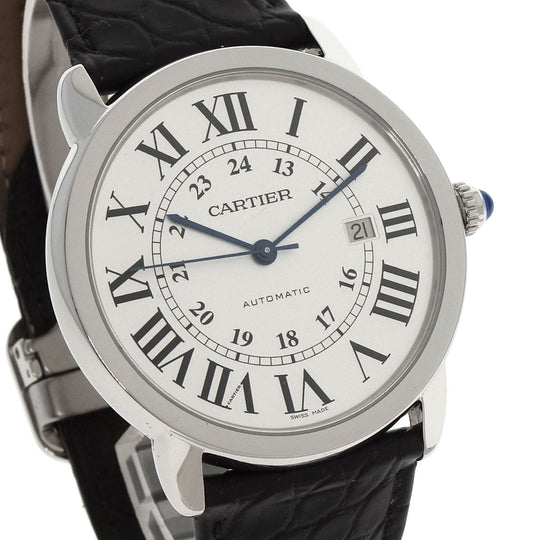 CARTIER Watches Mechanical Automatic W6701010 Stainless Steel, Leather Silver Ronde Solo de Cartier XL Silver dial mens Used Authentic