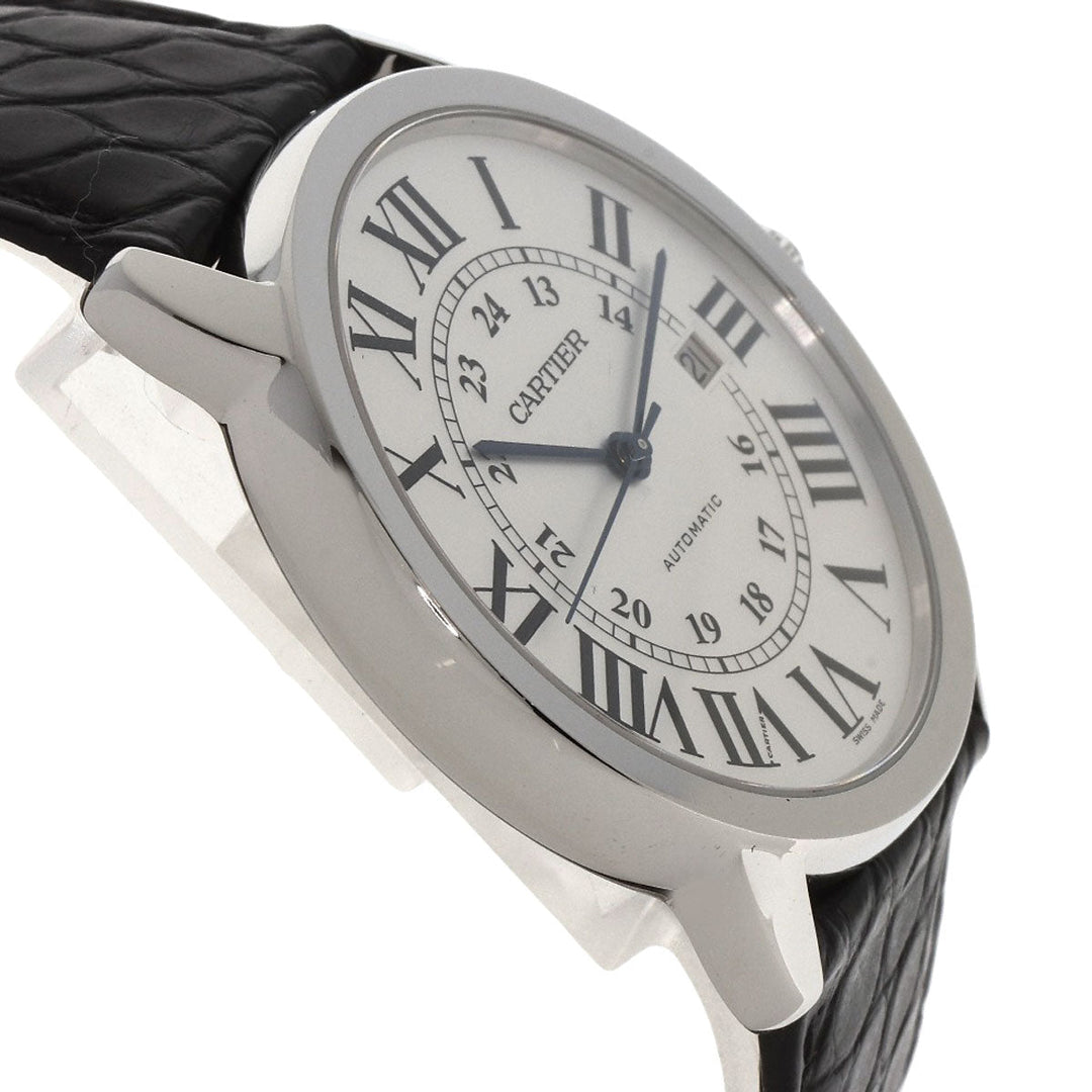 CARTIER Watches Mechanical Automatic W6701010 Stainless Steel, Leather Silver Ronde Solo de Cartier XL Silver dial mens Used Authentic