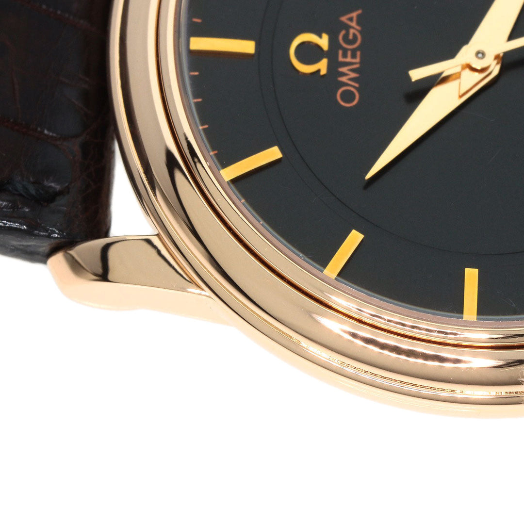 OMEGA Watches Mechanical Automatic 4601.54.11 K18PG, leather gold De Ville Prestige Limited to 1120 pieces black dial mens Used Authentic