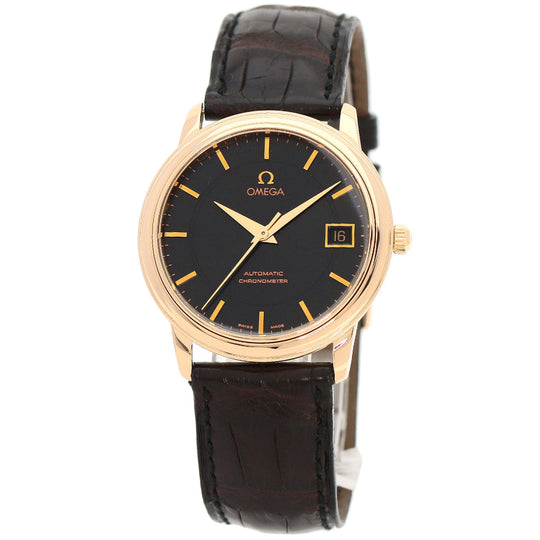 OMEGA Watches Mechanical Automatic 4601.54.11 K18PG, leather gold De Ville Prestige Limited to 1120 pieces black dial mens Used Authentic