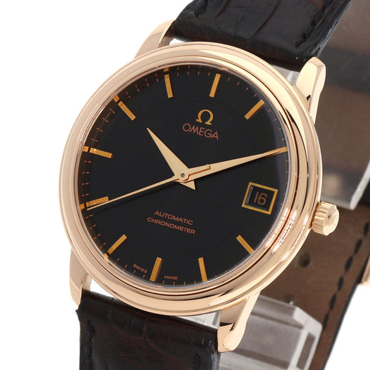 OMEGA Watches Mechanical Automatic 4601.54.11 K18PG, leather gold De Ville Prestige Limited to 1120 pieces black dial mens Used Authentic