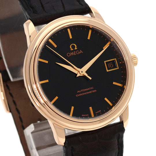 OMEGA Watches Mechanical Automatic 4601.54.11 K18PG, leather gold De Ville Prestige Limited to 1120 pieces black dial mens Used Authentic