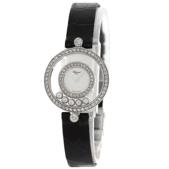 Chopard Watches Quartz 20/3957 K18WG , Leather , Diamond Silver Happy diamond white dial Women Used Authentic