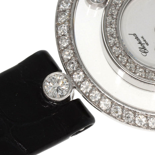 Chopard Watches Quartz 20/3957 K18WG , Leather , Diamond Silver Happy diamond white dial Women Used Authentic