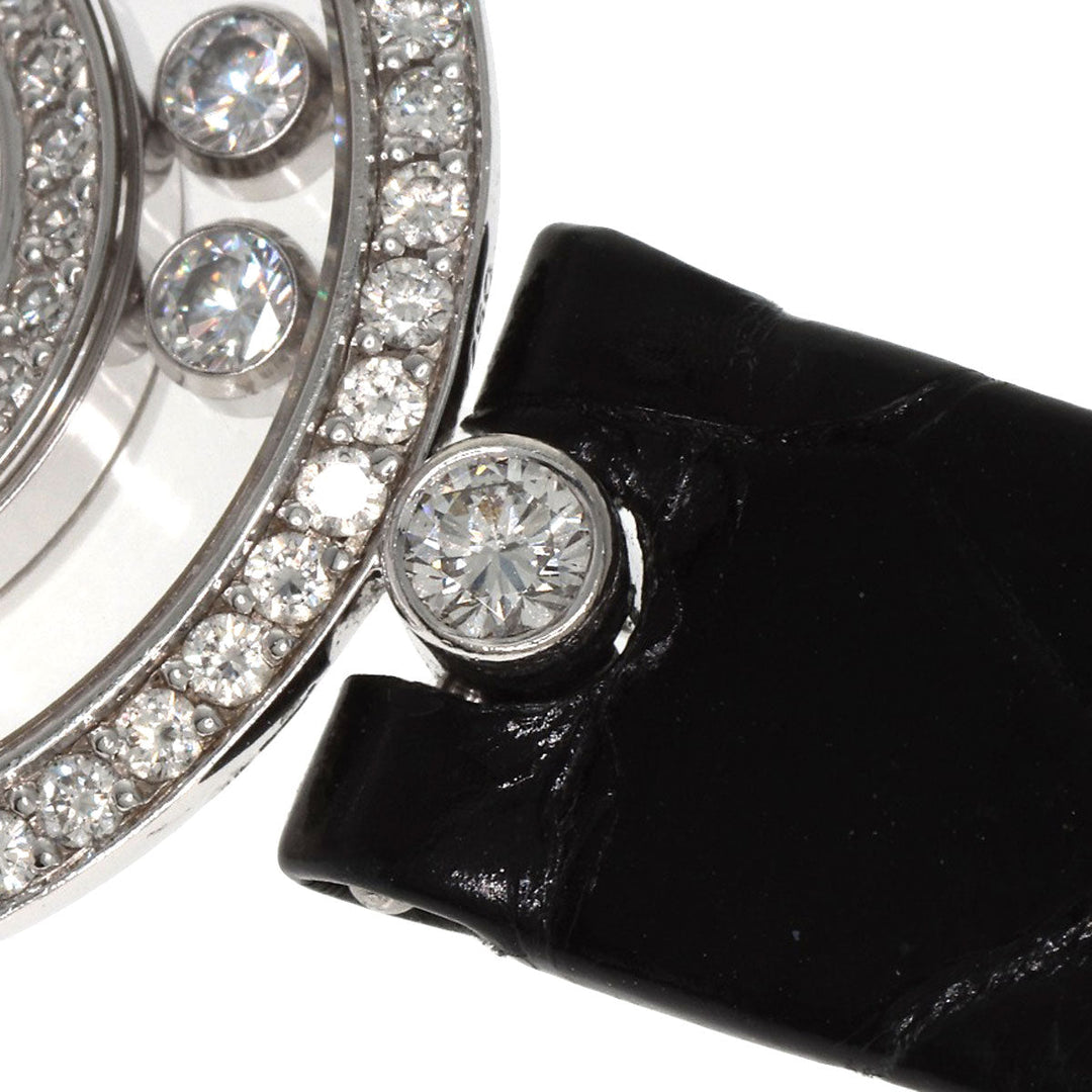 Chopard Watches Quartz 20/3957 K18WG , Leather , Diamond Silver Happy diamond white dial Women Used Authentic