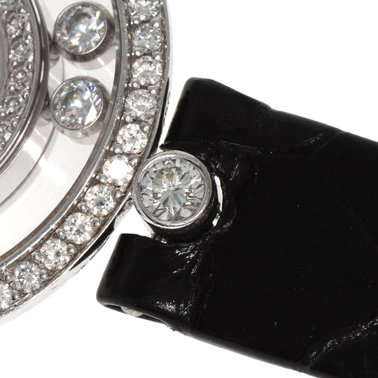 Chopard Watches Quartz 20/3957 K18WG , Leather , Diamond Silver Happy diamond white dial Women Used Authentic