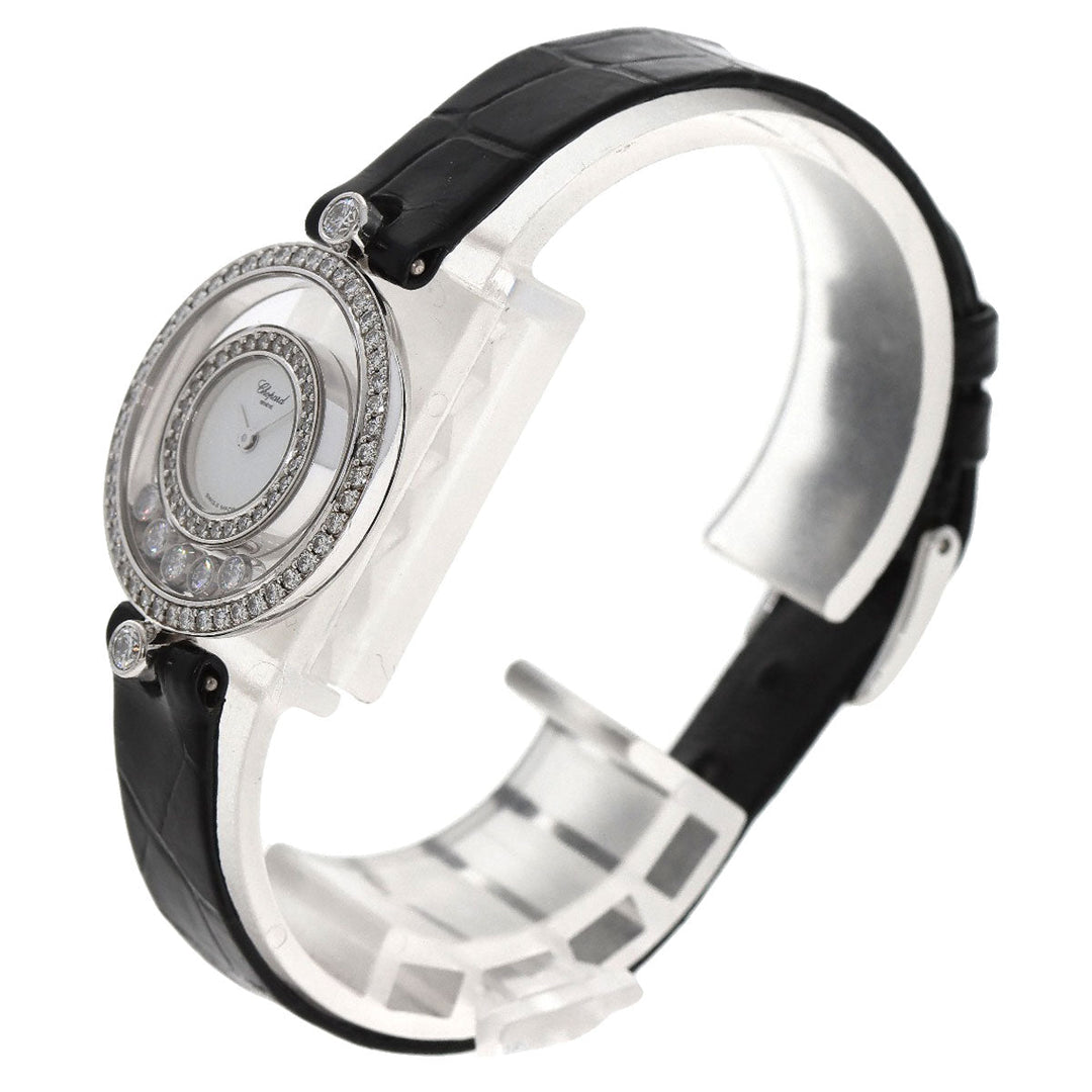 Chopard Watches Quartz 20/3957 K18WG , Leather , Diamond Silver Happy diamond white dial Women Used Authentic