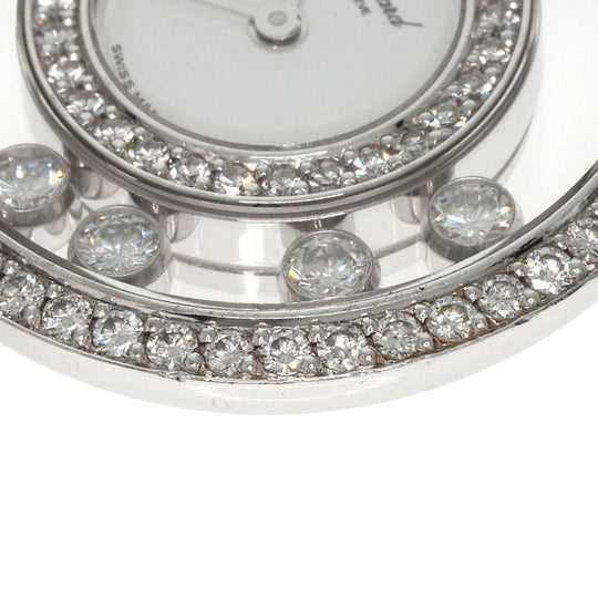 Chopard Watches Quartz 20/3957 K18WG , Leather , Diamond Silver Happy diamond white dial Women Used Authentic