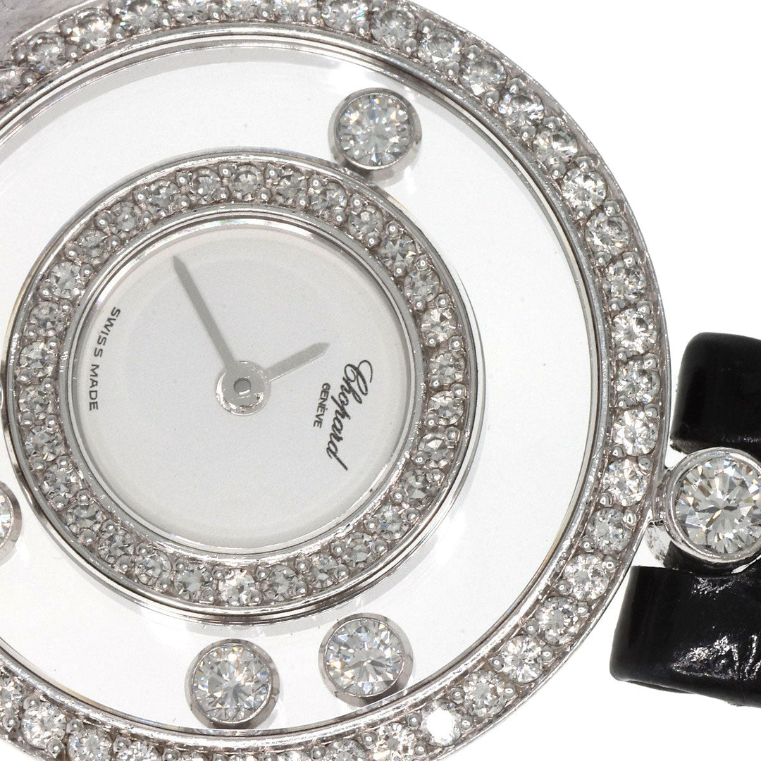 Chopard Watches Quartz 20/3957 K18WG , Leather , Diamond Silver Happy diamond white dial Women Used Authentic