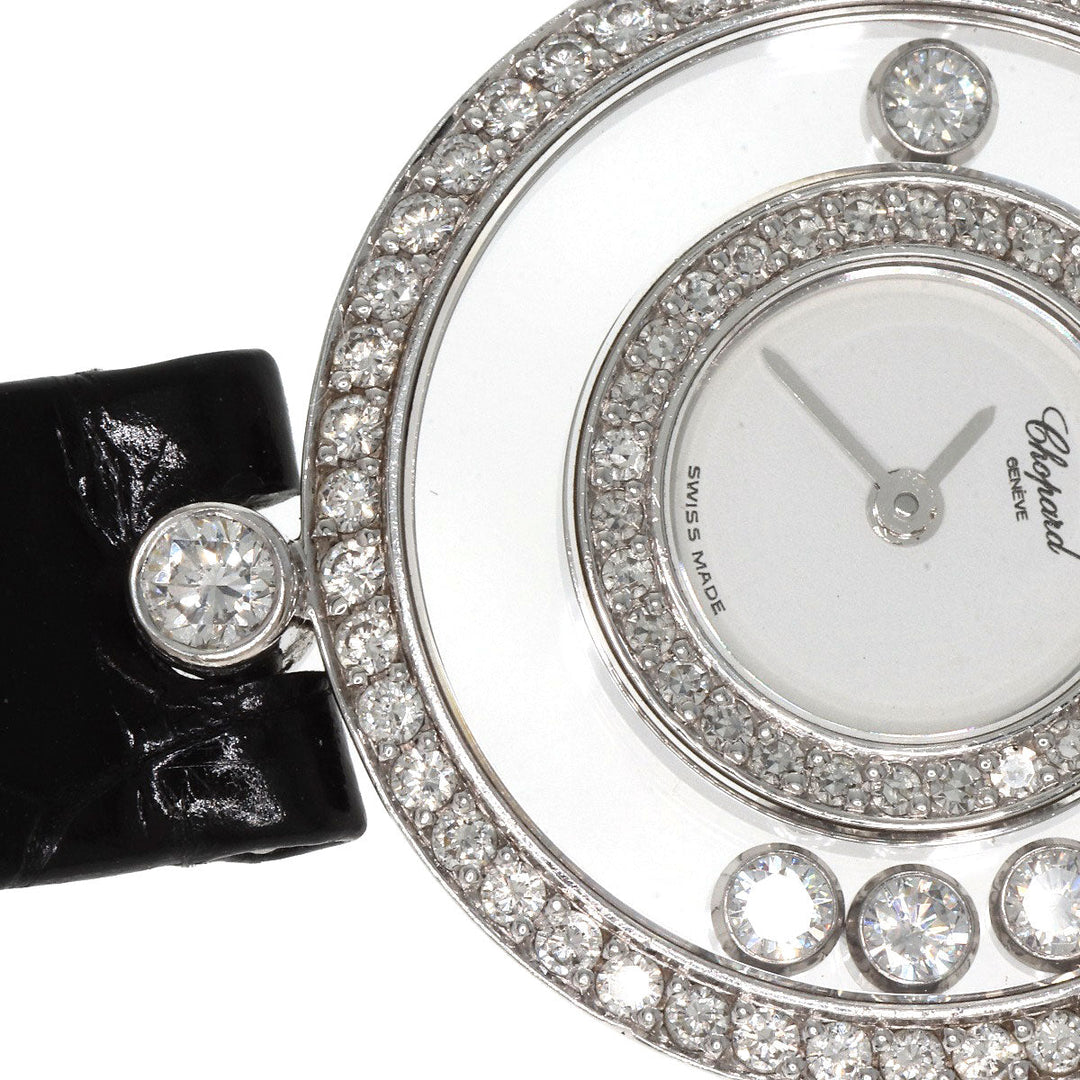 Chopard Watches Quartz 20/3957 K18WG , Leather , Diamond Silver Happy diamond white dial Women Used Authentic
