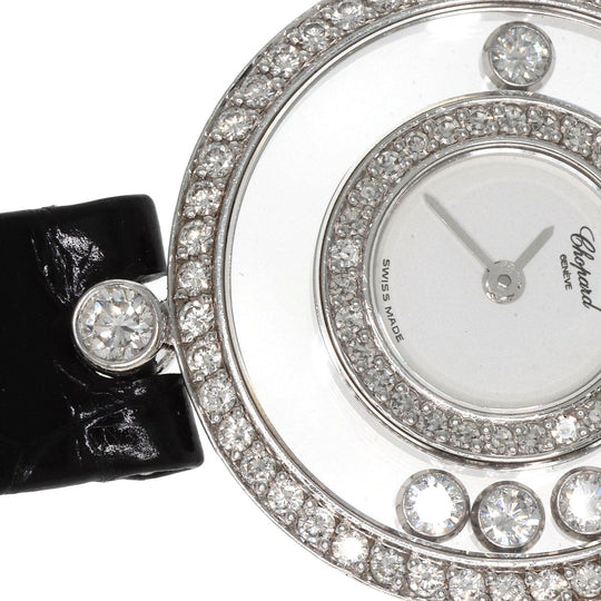Chopard Watches Quartz 20/3957 K18WG , Leather , Diamond Silver Happy diamond white dial Women Used Authentic
