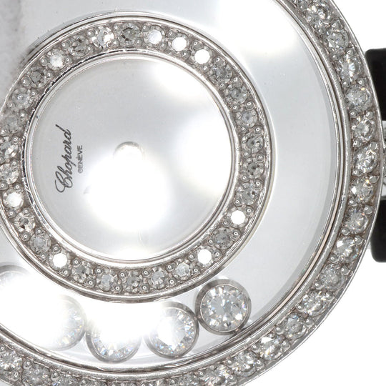 Chopard Watches Quartz 20/3957 K18WG , Leather , Diamond Silver Happy diamond white dial Women Used Authentic