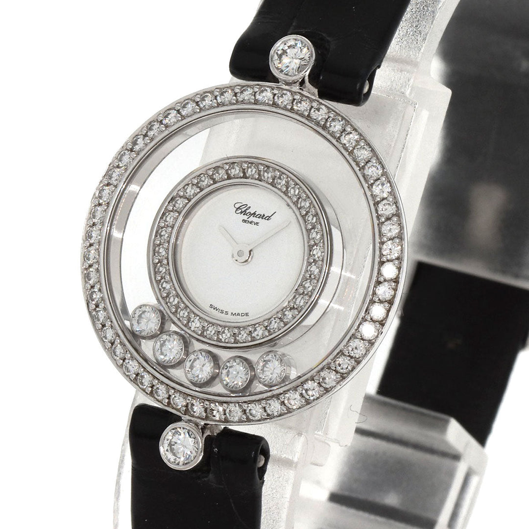 Chopard Watches Quartz 20/3957 K18WG , Leather , Diamond Silver Happy diamond white dial Women Used Authentic
