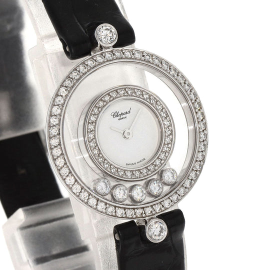 Chopard Watches Quartz 20/3957 K18WG , Leather , Diamond Silver Happy diamond white dial Women Used Authentic