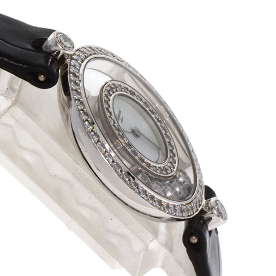 Chopard Watches Quartz 20/3957 K18WG , Leather , Diamond Silver Happy diamond white dial Women Used Authentic