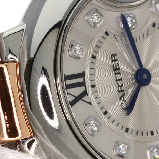 CARTIER Watches Quartz WE902030 Stainless Steel , SSxK18PG Silver Baron Blue 1.1" 11P Diamond Silver dial Women Used Authentic