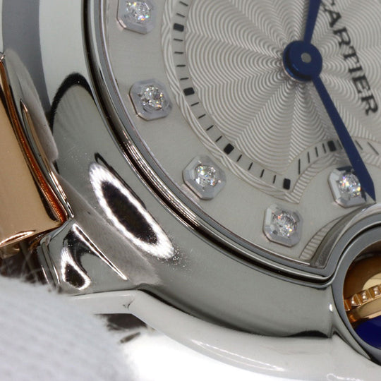 CARTIER Watches Quartz WE902030 Stainless Steel , SSxK18PG Silver Baron Blue 1.1" 11P Diamond Silver dial Women Used Authentic